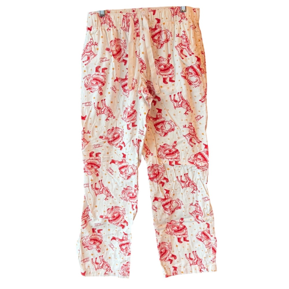 Old Navy Christmas Pajama Pants Women Small Santa Reindeer 100% Cotton Holiday